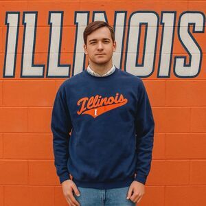 Vintage Illinois Sweatshirt  XL Navy Crewneck Y2K Cotton Blend Collegiate Retro